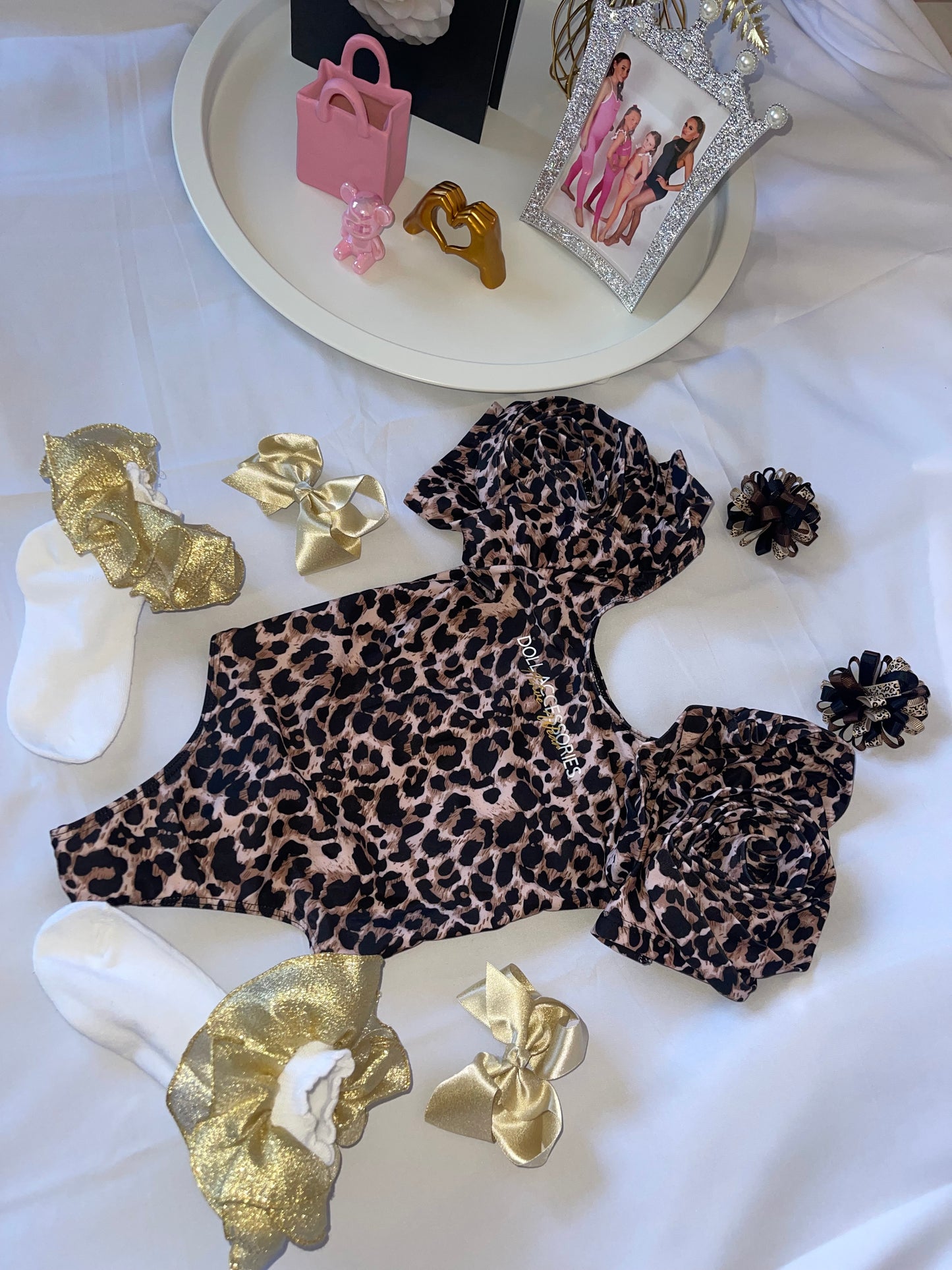 Gold socks & bow set - for “violet leotard “