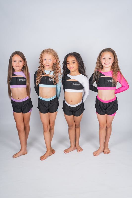 Elite Doll set - zip up sleeve crop & spinning shorts