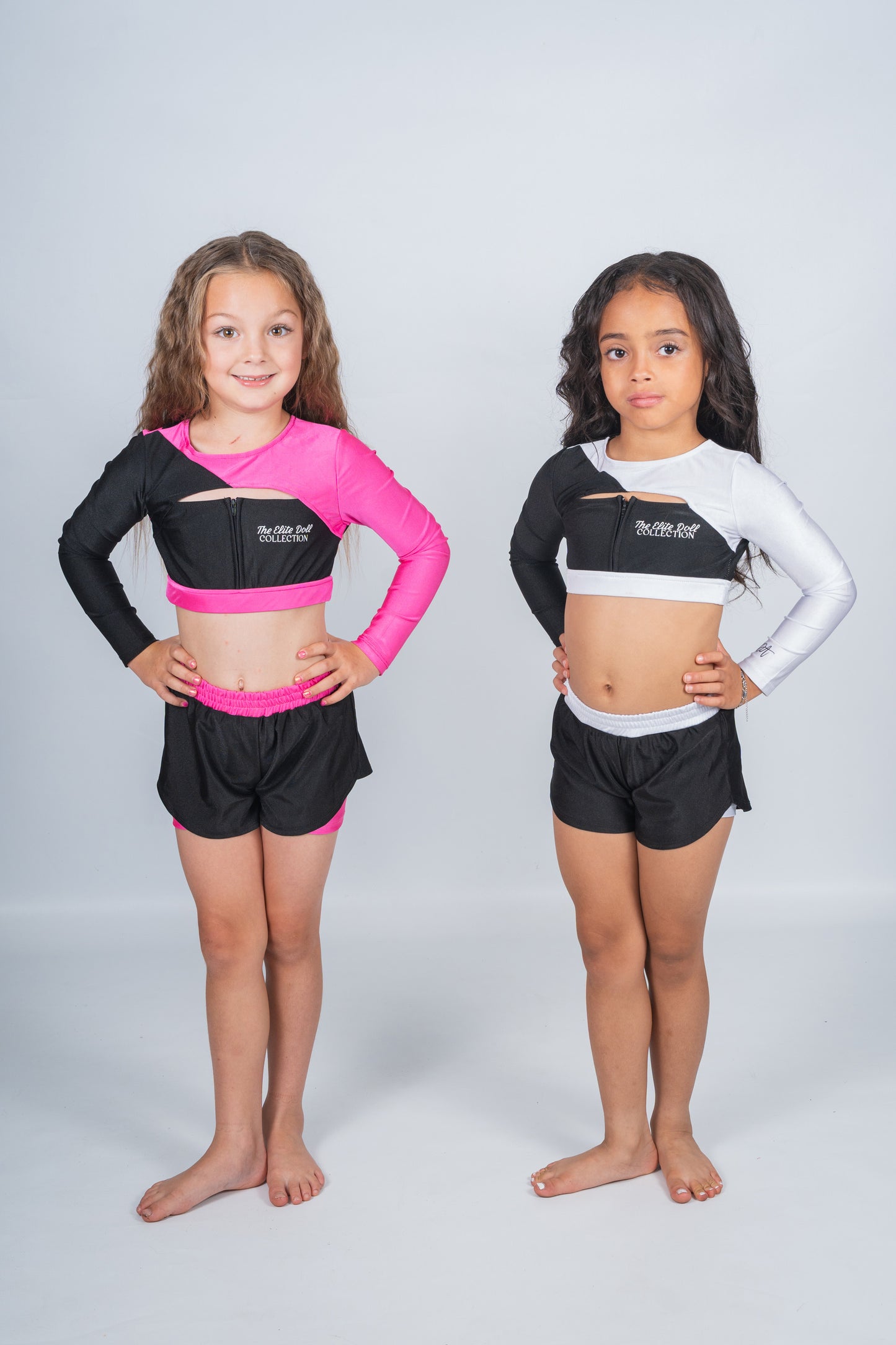 Elite Doll “Violet” set - zip up sleeve crop & spinning shorts