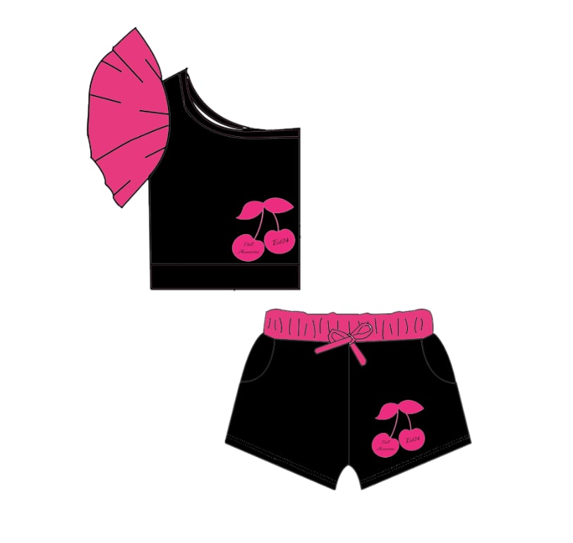 “Oh so cherry” pink crop & shorts sets🍒