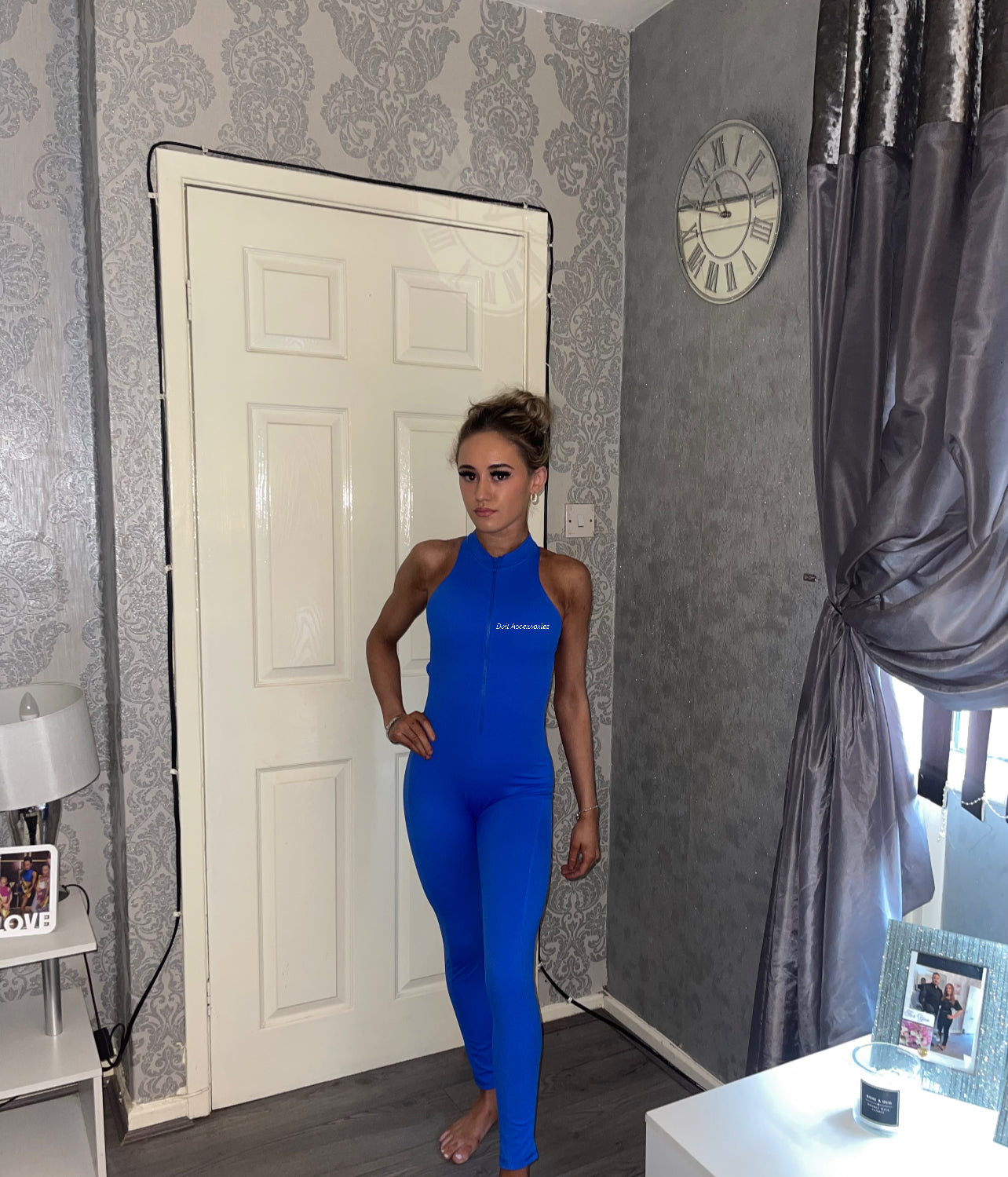 Zip up backless jumpsuit