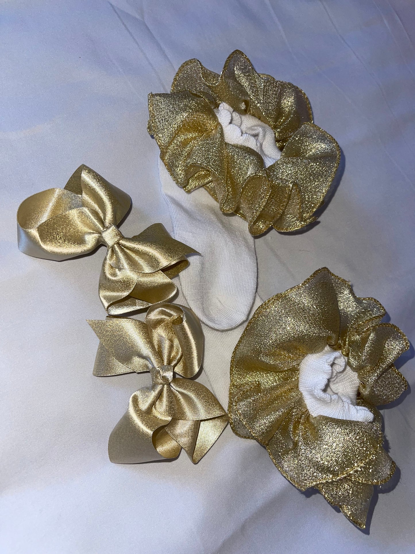 Gold socks & bow set - for “violet leotard “