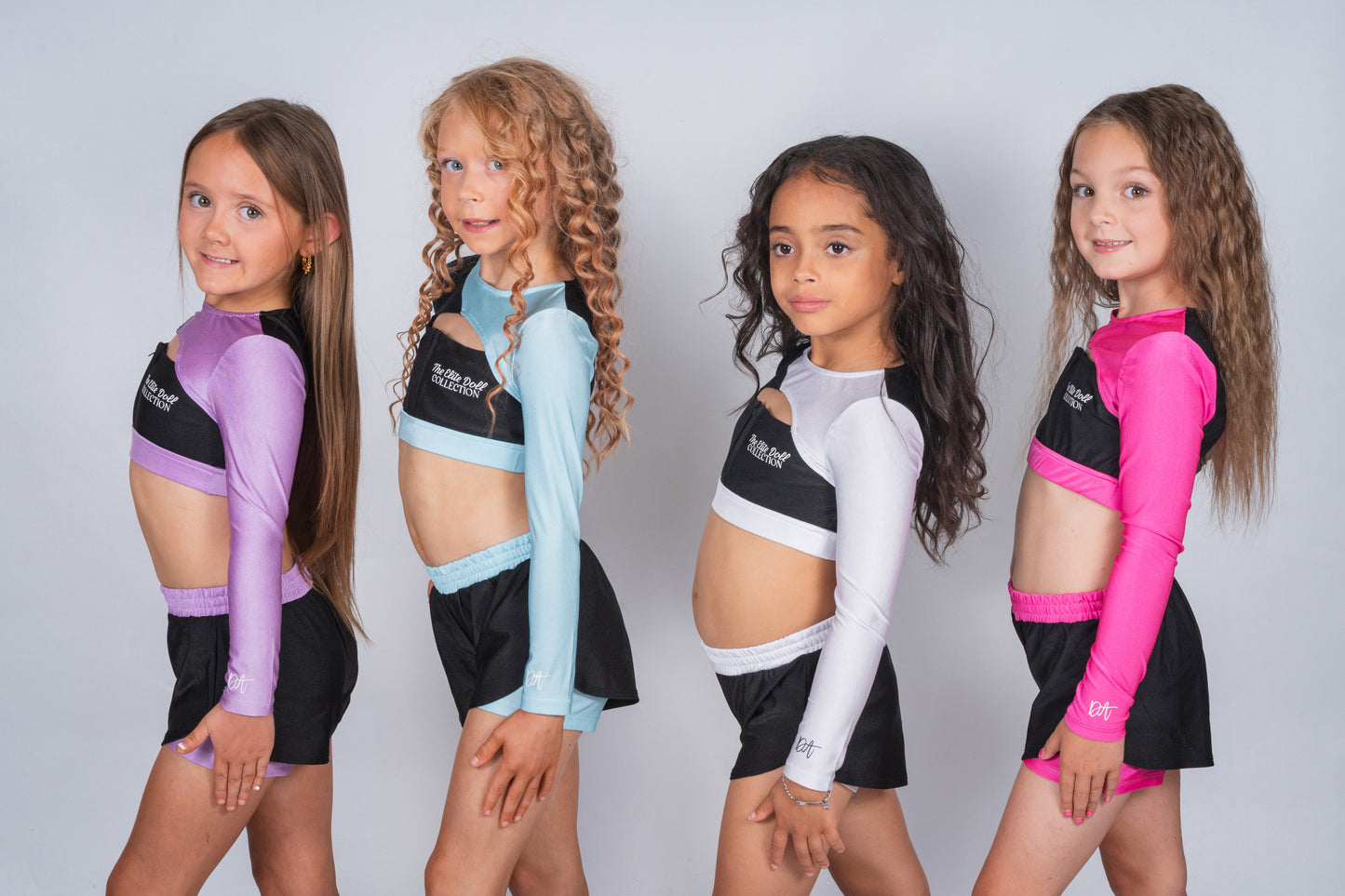 Elite Doll “Jodie” set - zip up sleeve crop & spinning shorts