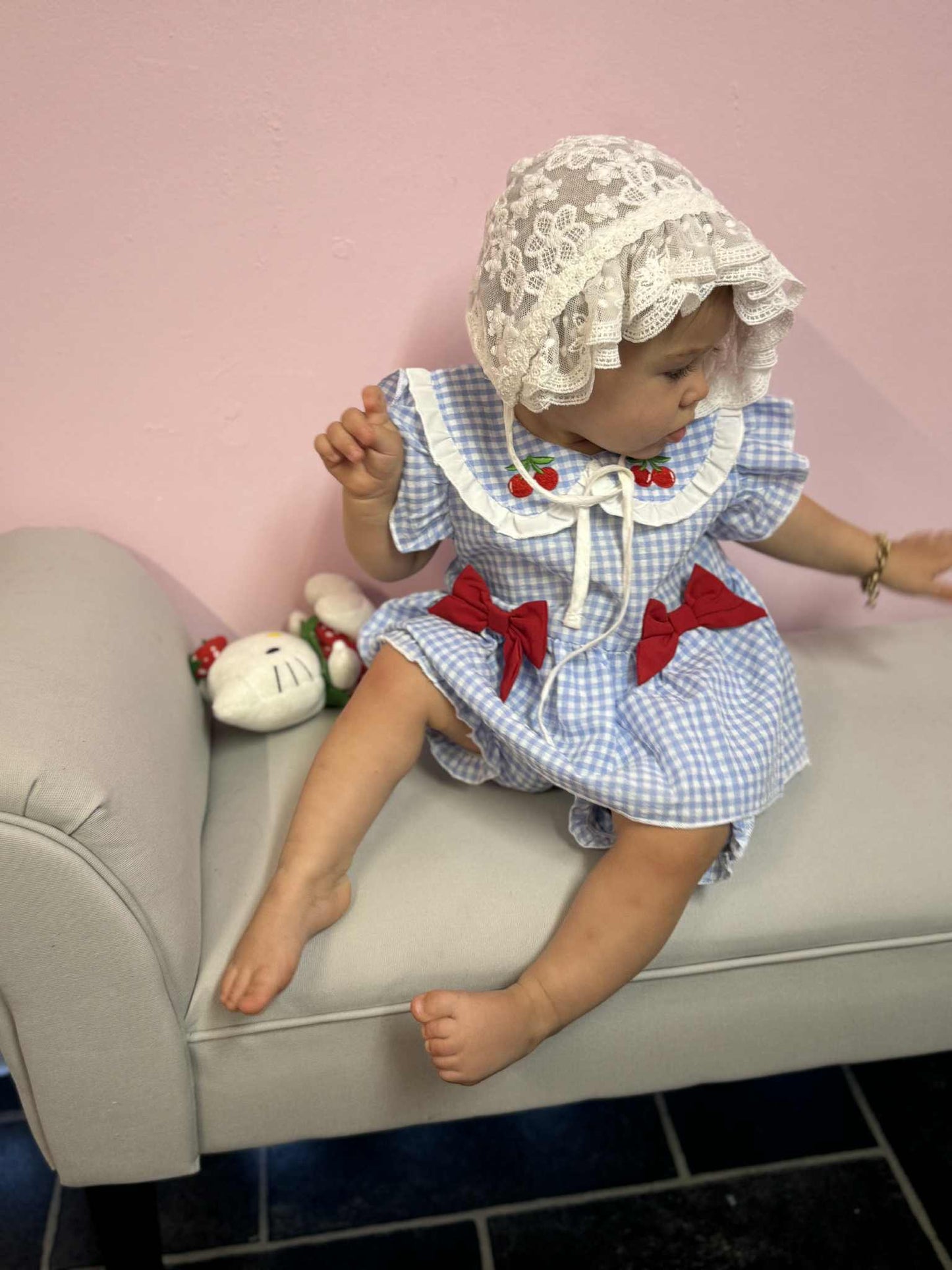 Cherry & bow frilled top and shorts set 🍒