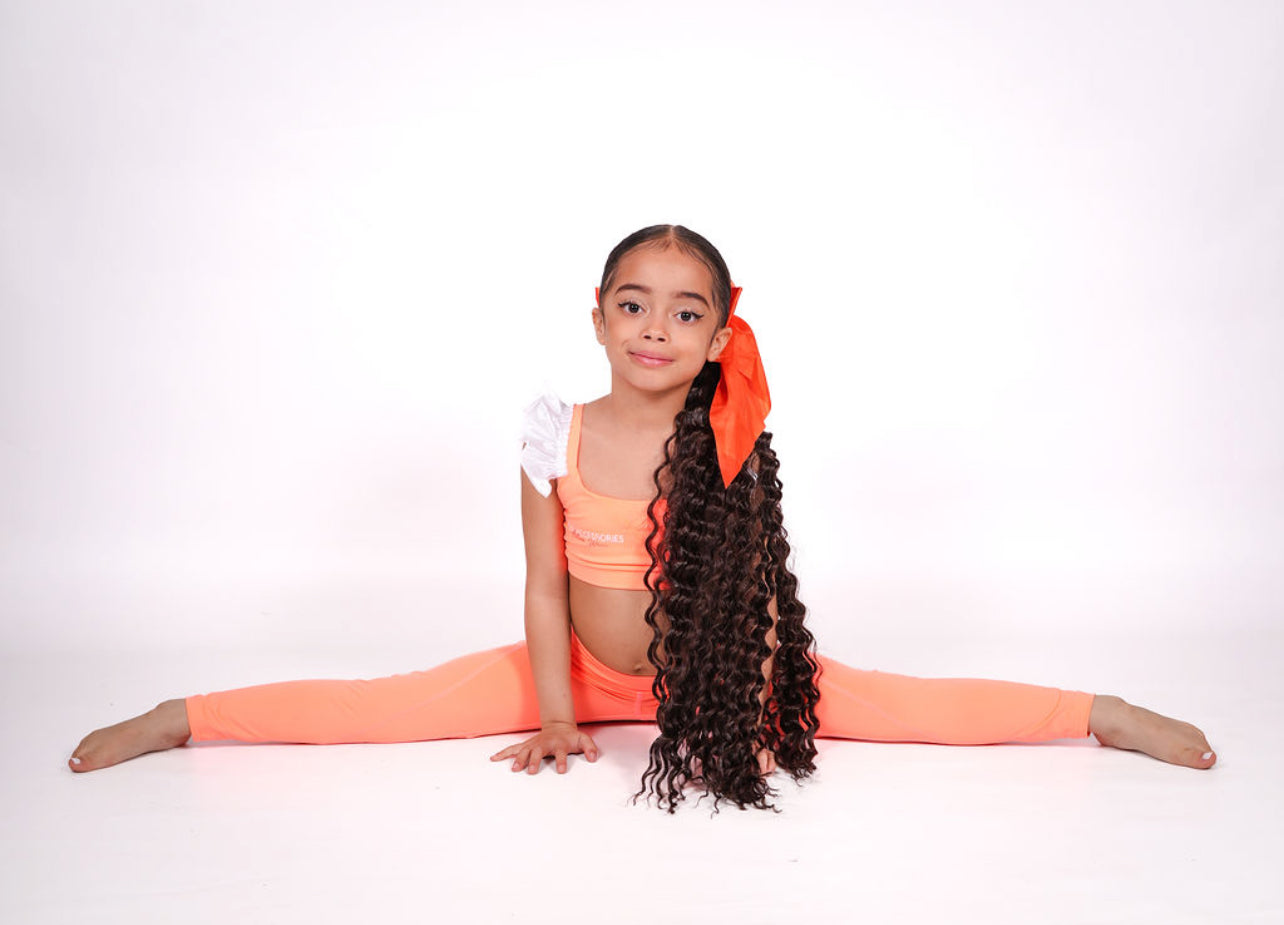 “Madison” neon orange frill doll crop & leggings - frills not included