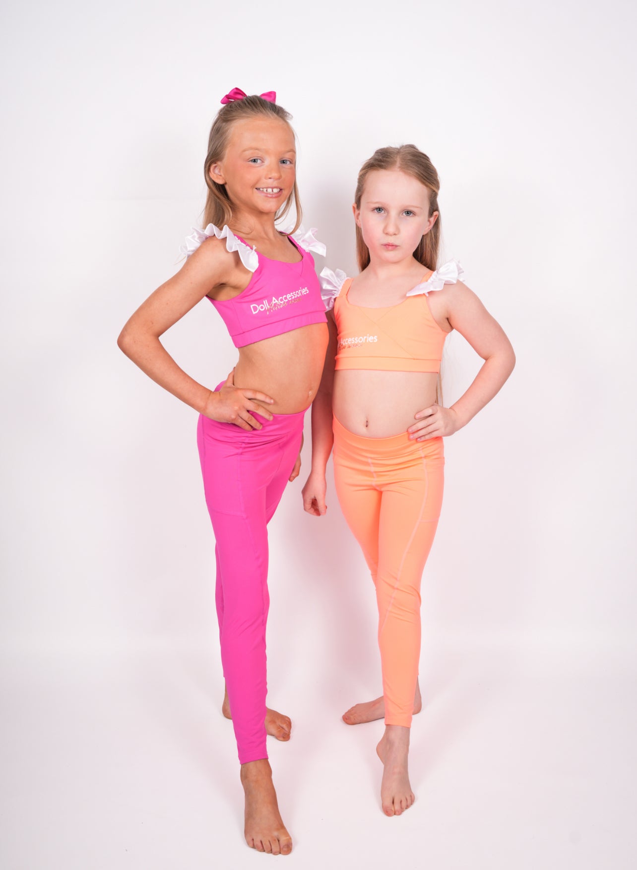 “Madison” neon orange frill doll crop & leggings - frills not included