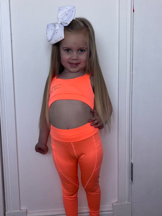 “Aria” Neon orange crop & leggings set