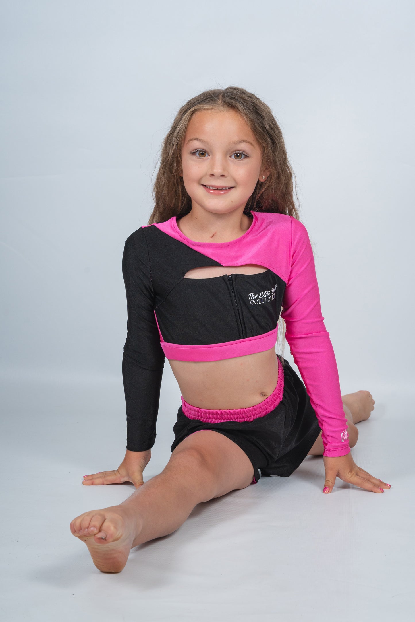 Elite Doll “Violet” set - zip up sleeve crop & spinning shorts