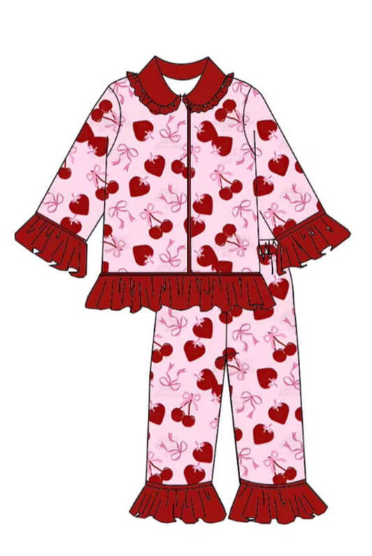“Oh so cherry” frilled pjs🍒🎀