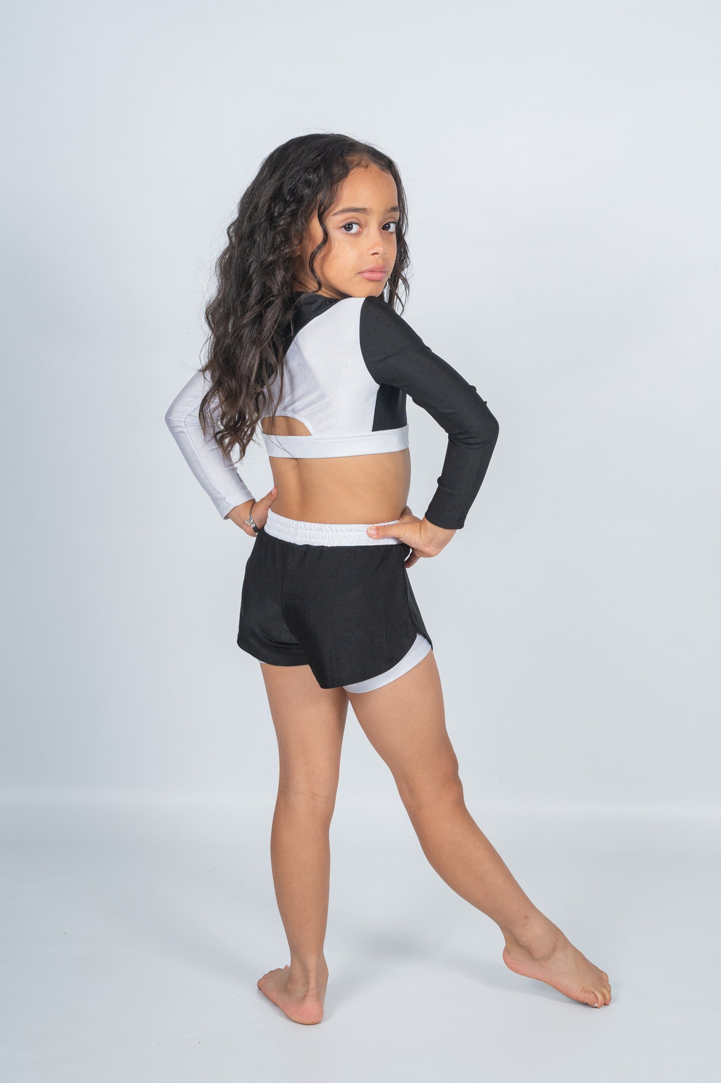 Elite Doll “Madison” set - zip up sleeve crop & spinning shorts