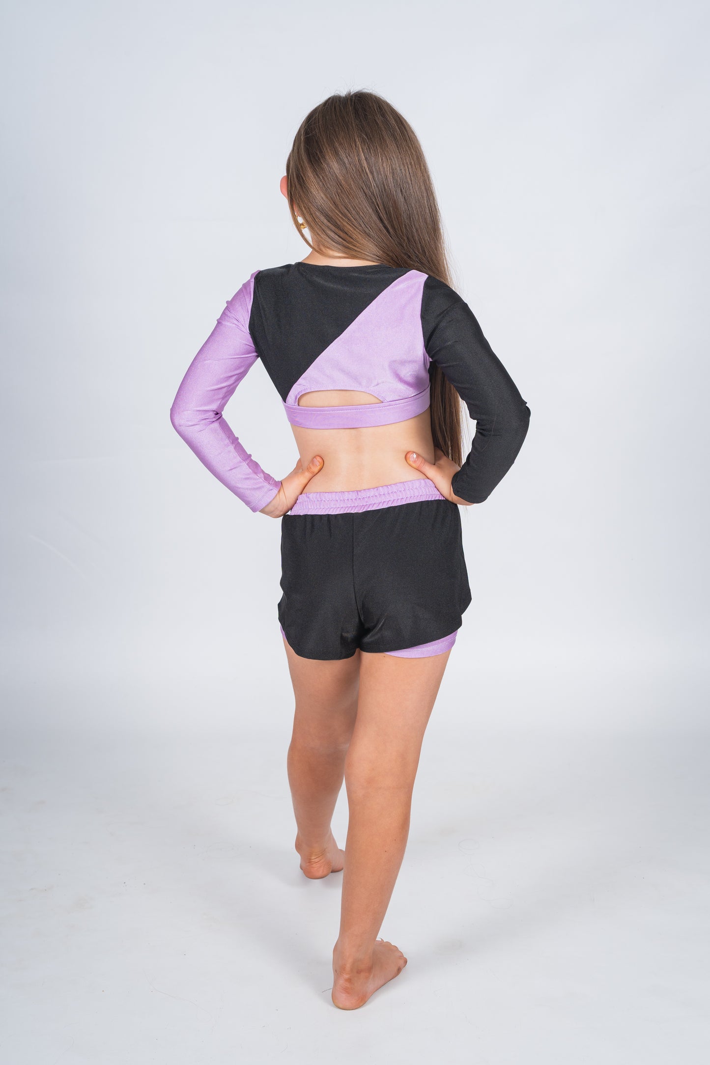 Elite Doll “faith” set - zip up sleeve crop & spinning shorts