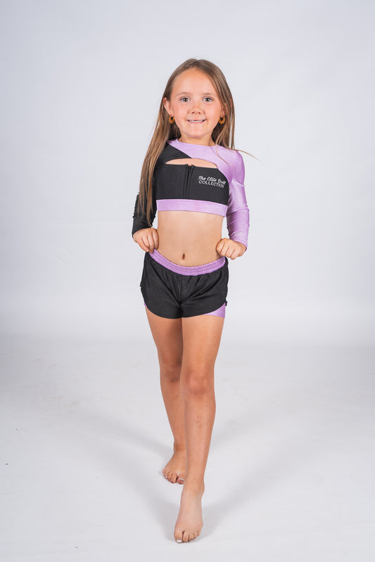 Elite Doll “faith” set - zip up sleeve crop & spinning shorts