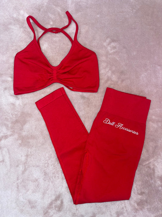 red rushed crop & leggings🍒🪽