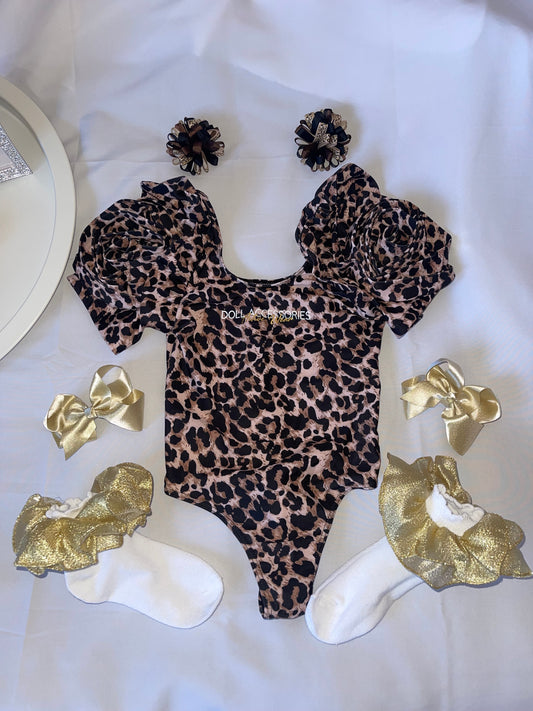 Gold socks & bow set - for “violet leotard “