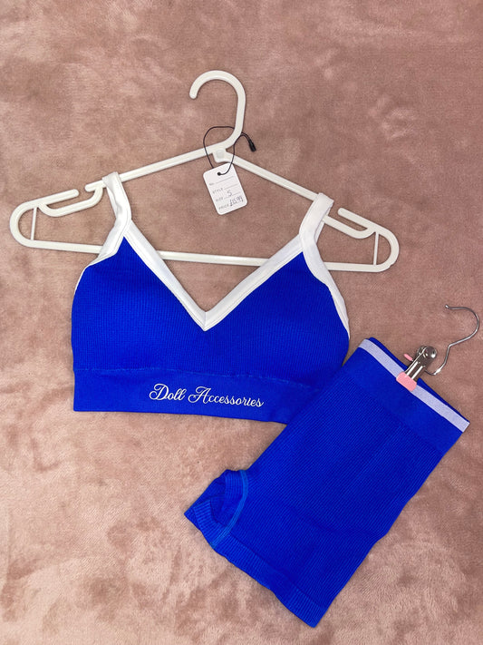 Royal blue sports bra & shorts set