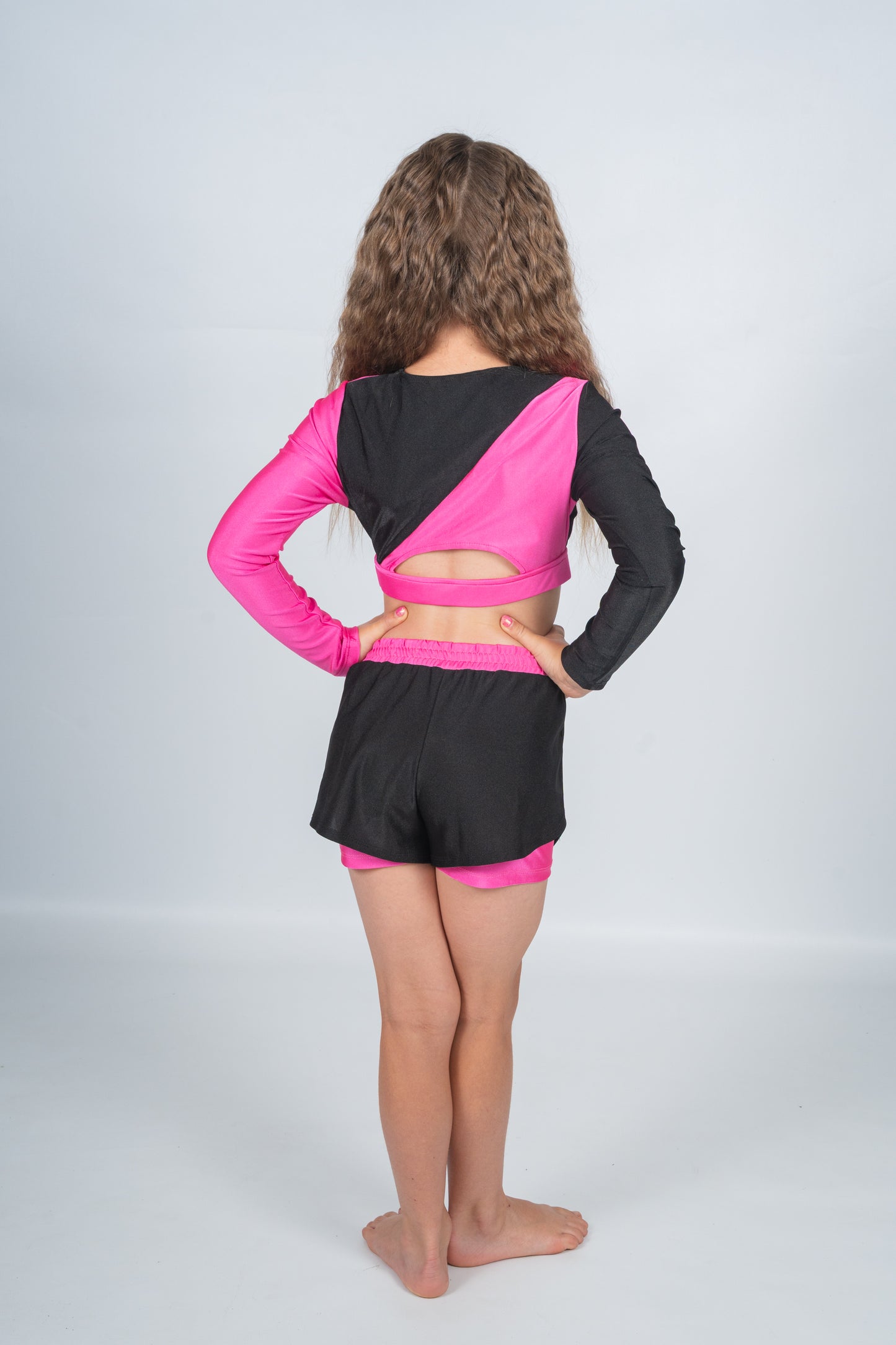 Elite Doll “Violet” set - zip up sleeve crop & spinning shorts